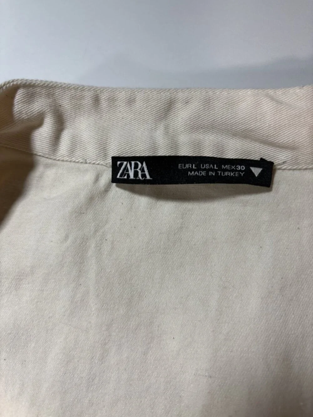 Zara cream utility mini dress ruched waist safari style cotton dress - Picture 4 of 9